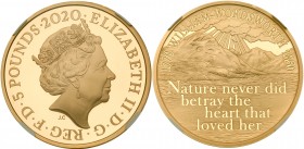 Great Britain
Elizabeth II (1952 -), Gold proof Crown of Five Pounds, 2020. Struck to celebrate 250 years since the birth of William Wordsworth, crow...