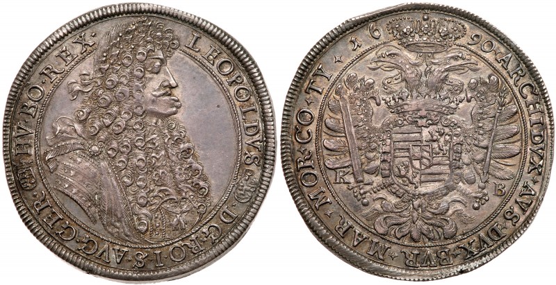 Hungary
Leopold I (1657-1705). Silver Taler, 1690-KB. Kremnitz mint. Laureate b...
