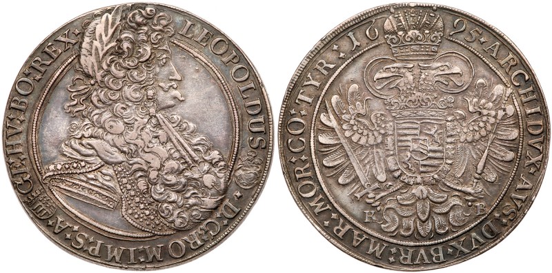 Hungary
Leopold I (1657-1705). Silver Taler, 1695-KB. Kremnitz mint. Laureate b...