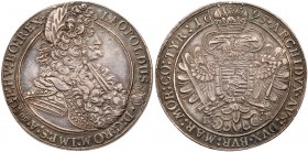 Hungary
Leopold I (1657-1705). Silver Taler, 1695-KB. Kremnitz mint. Laureate bust right. Rev. Crowned double headed eagle (Dav 3264; KM 214.8). Tone...