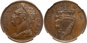 Ireland
George IV (1820-30), Copper Penny, 1822. Laureate and draped bust left, legend and toothed border surrounding, GEORGIUS IV D: G: REX, rev. cr...