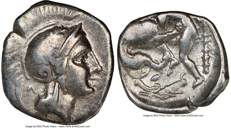 CALABRIA. Tarentum. Ca. 380-280 BC. AR diobol (12mm, 8h). NGC VF. Ca. 325-280 BC...