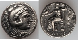 MACEDONIAN KINGDOM. Alexander III the Great (336-323 BC). AR tetradrachm (24mm, 16.97 gm, 12h). About XF, edge flaw. Late lifetime-early posthumous is...