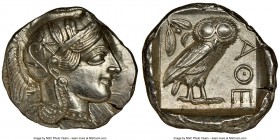 ATTICA. Athens. Ca. 440-404 BC. AR tetradrachm (27mm, 17.19 gm, 5h). NGC MS 5/5 - 4/5, brushed. Mid-mass coinage issue. Head of Athena right, wearing ...
