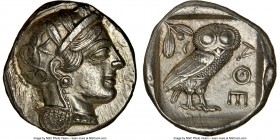 ATTICA. Athens. Ca. 440-404 BC. AR tetradrachm (25mm, 17.21 gm, 1h). NGC Choice AU 5/5 - 4/5, brushed. Mid-mass coinage issue. Head of Athena right, w...