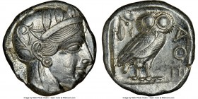 ATTICA. Athens. Ca. 440-404 BC. AR tetradrachm (24mm, 17.19 gm, 1h). NGC Choice AU 4/5 - 4/5. Mid-mass coinage issue. Head of Athena right, wearing cr...