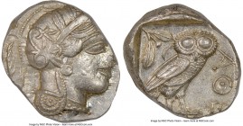 ATTICA. Athens. Ca. 440-404 BC. AR tetradrachm (26mm, 17.21 gm, 3h). NGC Choice AU 3/5 - 4/5. Mid-mass coinage issue. Head of Athena right, wearing cr...