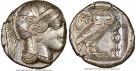 ATTICA. Athens. Ca. 440-404 BC. AR tetradrachm (24mm, 17.20 gm, 7h). NGC Choice AU 3/5 - 4/5. Mid-mass coinage issue. Head of Athena right, wearing cr...