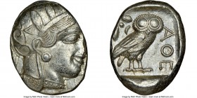 ATTICA. Athens. Ca. 440-404 BC. AR tetradrachm (25mm, 17.21 gm, 6h). NGC Choice AU 3/5 - 4/5. Mid-mass coinage issue. Head of Athena right, wearing cr...