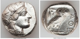 ATTICA. Athens. Ca. 440-404 BC. AR tetradrachm (24mm, 17.22 gm, 11h). AU. Mid-mass coinage issue. Head of Athena right, wearing crested Attic helmet o...