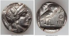 ATTICA. Athens. Ca. 440-404 BC. AR tetradrachm (24mm, 17.13 gm, 7h). XF, brushed, graffiti. Mid-mass coinage issue. Head of Athena right, wearing cres...