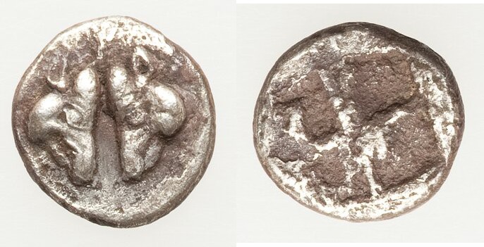 LESBOS. Uncertain mint. Ca. 500-450 BC. BI 1/24 stater (9mm, 0.55 gm). Fine. BPO...