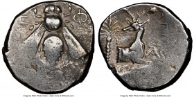IONIA. Ephesus. Ca. 4th century BC. AR tetradrachm (24mm, 1h). NGC Choice Fine. Ancient forgery of Ephesus tetradrachm, circa 390-325 BC. Agnon, magis...