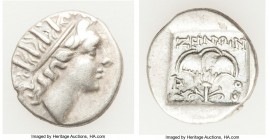 CARIAN ISLANDS. Rhodes. Ca. 88-84 BC. AR drachm (14mm, 1.76 gm, 12h). About VF. Plinthophoric standard, Zenon, magistrate. Radiate head of Helios righ...