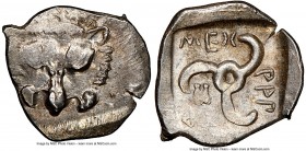 LYCIAN DYNASTS. Mithrapata (ca. 390-360 BC). AR sixth-stater (14mm, 1.24 gm, 7h). NGC MS 3/5 - 5/5. Uncertain mint. Lion scalp facing / MEΘ-PAΠA-T-A, ...