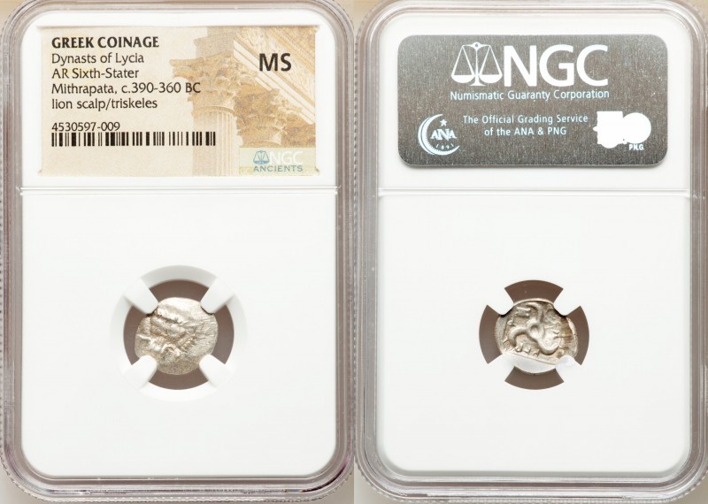 LYCIAN DYNASTS. Mithrapata (ca. 390-360 BC). AR sixth-stater (15mm, 4h). NGC MS....