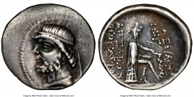 PARTHIAN KINGDOM. Phraates II (ca. 132-126 BC). AR drachm (20mm, 12h). NGC Choice VF. Tambrax. Bearded and diademed head of Phraates II left; TAM behi...