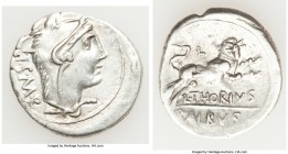 L. Thorius Balbus (ca. 105 BC). AR denarius (21mm, 3.87mm, 2h). XF. Rome. I•S•M•R, head of Juno Sospita right, clad in goat-skin / L•THORIVS / BALBVS,...