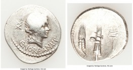 C. Norbanus (ca. 83 BC). AR denarius (19mm, 3.88 gm, 11h). XF. Rome. C•NORBANVS, head of Venus right, wearing stephane, pendant earring and pearl neck...