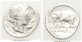 Q. Caecilius Metellus Pius (ca. 81 BC). AR denarius (19mm, 3.59 gm, 4h). Choice Fine. Northern Italy. Head of Pietas right, wearing thin stephane, sto...