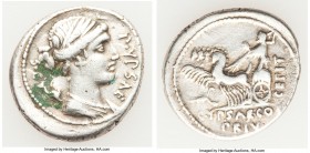 P. Plautius Hypsaeus (ca. 60 BC). AR denarius (19mm, 2.90 gm, 9h). Choice Fine, verdigris P•YPSAE•S•C, draped bust of Leuconoe right; dolphin swimming...