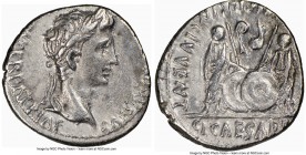 Augustus (27 BC-AD 14). AR denarius (18mm, 3.44 gm, 7h). NGC Choice XF 3/5 - 3/5. Lugdunum, 2 BC-AD 4. CAESAR AVGVSTVS-DIVI F PATER PATRIAE, laureate ...
