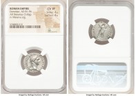 Domitian (AD 81-96). AR denarius (19mm, 3.66 gm, 7h). NGC Choice VF 4/5 - 4/5. Rome, 14 September AD 92-13 September AD 93. IMP CAES DOMIT AVG-GERM P ...