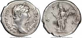 Hadrian (AD 117-138). AR denarius (18mm, 7h). NGC VF. Rome, AD 134-138. HADRIANVS-AVG COS III P P, laureate head of Hadrian right / A-S-IA, Asia stand...