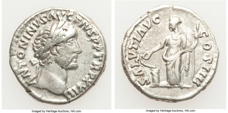 Antoninus Pius (AD 138-161). AR denarius (17mm, 3.12 gm, 5h). VF. Rome, AD 159-1...