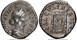 Faustina Junior (AD 147-175/6). AR denarius (18mm, 6h). NGC VF. Rome, AD 147-175. FAVSTINA-AVGVSTA, draped bust of Faustina Junior right, seen from fr...