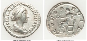 Lucilla (AD 164-182). AR denarius (19mm, 3.20 gm, 6h). About VF. Rome. LVCILLAE AVG ANTONINI AVG F, draped bust of Lucilla right, seen from front, hai...