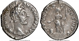 Commodus (AD 177-192). AR denarius (18mm, 5h). NGC Choice VF. Rome, AD 182. M COMMODVS ANTONINVS AVG, laureate head of Commodus right / TR P VII IMP V...