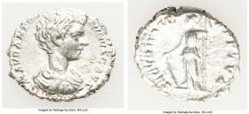 Caracalla, as Caesar (AD 198-217). AR denarius (19mm, 3.42 gm, 12h). Choice VF. Laodicea, AD 198. M AVR ANTON-CAES PONTIF, bare-headed, draped and cui...