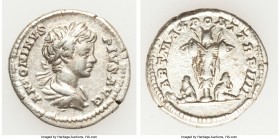 Caracalla, as Augustus (AD 198-217). AR denarius (19mm, 3.26 gm, 12h). About XF. Rome, AD 201. ANTONINVS-PIVS AVG, laureate, draped and cuirassed bust...