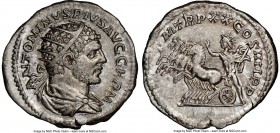 Caracalla, as Augustus (AD 198-217). AR antoninianus (23mm, 5.12 gm, 12h). NGC AU 5/5 - 4/5. Rome, AD 216. ANTONINVS PIVS AVG GERM, radiate head of Ca...