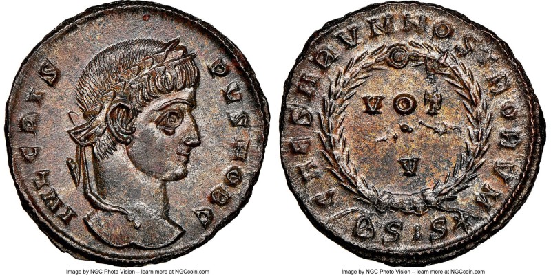 Crispus (AD 316-326). AE3 or BI nummus (18mm, 3.32 gm, 6h). NGC MS 5/5 - 5/5. Si...