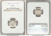 Republic Pair of Certified Multiple Centavos 1882 NGC, 1) 10 Centavos - MS64, KM26 2) 50 Centavos - AU58, KM28 Sold as is, no returns. 

HID09801242...