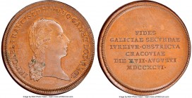 Franz II (I) bronze "Visit to Krakow" Jeton 1796-Dated MS65 Brown NGC, Montenuovo-2249. 27mm. IMP CAES FRANCISCO II HV BO GALET LOD REGI his laureate ...