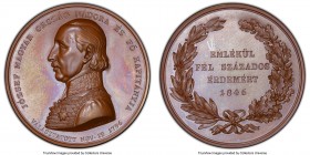 Ferdinand V bronzed Specimen "50 Years of the Palatine of Hungary" Medal 1846 SP65 PCGS, Wurzbach-4152, Mont. 2617. 53mm. By Joseph Daniel Bohem. JOZS...