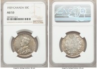 Pair of Certified Assorted 50 Cents NGC, 1) George V 50 Cents 1929 - AU53, Ottawa mint, KM25a 2) George VI 50 Cents 1937 - MS64, Royal Canadian mint, ...