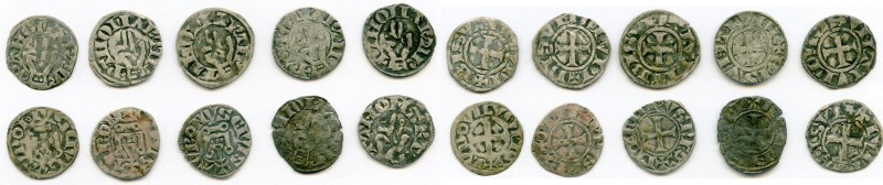 10-Piece Lot of Uncertified Assorted Deniers ND (12th-13th Century) VF, Lot incl...