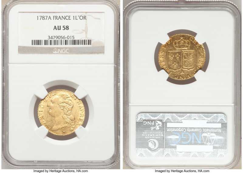 Louis XVI gold Louis d'Or 1787-A AU58 NGC, Paris mint, KM591.1.

HID0980124201...