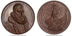 Frankfurt bronzed copper Specimen "Admission of Neufville Family into Frankfurt Society" Medal 1880 SP63 PCGS, Joseph and Fellner-1410. By A. Borrel. ...