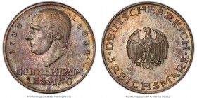 Weimar Republic Proof "Lessing" 3 Mark 1929-D PR64 PCGS, Munich mint, KM60. For the 200th anniversary of the birth of Lessing. 

HID09801242017

©...