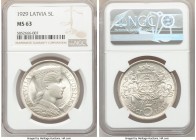 Republic 5 Lati 1929 MS63 NGC, KM9. First year of three year type. 

HID09801242017

© 2020 Heritage Auctions | All Rights Reserved