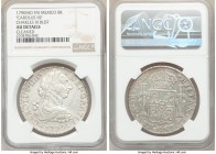 Charles IV 8 Reales 1790 Mo-FM AU Details (Cleaned) NGC, Mexico City mint, KM108. Charles IV with bust of Charles III. Scuff in field before face. 
...