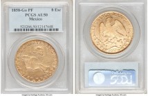 Republic gold 8 Escudos 1858 Go-PF AU50 PCGS, Guanajuato mint, KM383.7. Semi-prooflike fields. 

HID09801242017

© 2020 Heritage Auctions | All Ri...