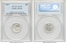 Republic Pair of Certified Assorted Issues 1897, 1) 3 Pence - AU53 PCGS, KM3 2) 2 Shillings - AU55 NGC, KM6 Sold as is, no returns. 

HID09801242017...