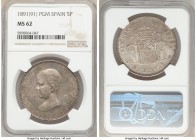 Alfonso XIII 5 Pesetas 1891(91) PG-M MS62 NGC, Madrid mint, KM689.

HID09801242017

© 2020 Heritage Auctions | All Rights Reserved