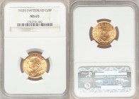 Confederation gold 20 Francs 1922-B MS65 NGC, Bern mint, KM35.1. AGW 0.1867 oz. 

HID09801242017

© 2020 Heritage Auctions | All Rights Reserved